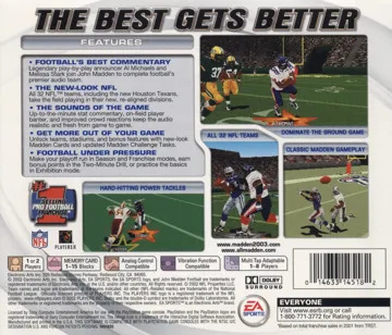 Madden NFL 2003 (US) box cover back